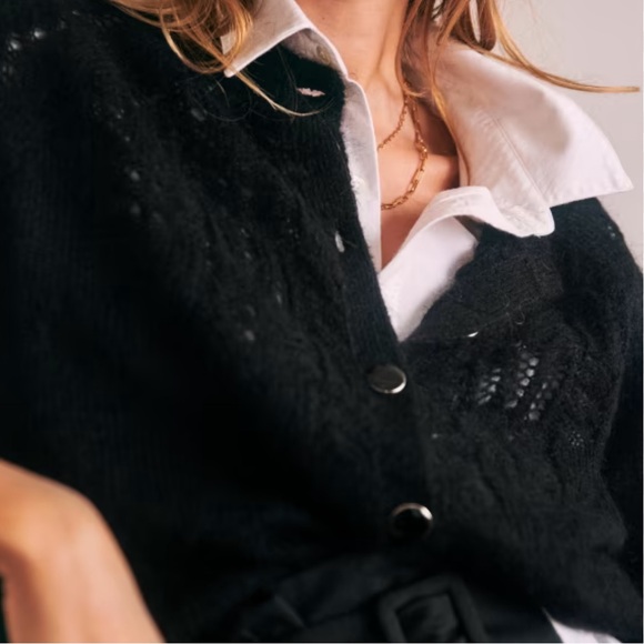Sezane La Maille Tonio black cardigan sweater size M - Picture 5 of 14